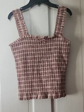 Smocked Ruffle-Trim Cami in Dusty Mauve